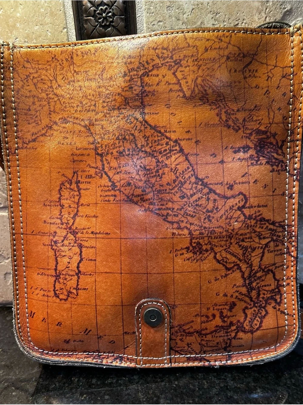 Patricia Nash Venezia Pouch Crossbody Signature Map Riot Rust